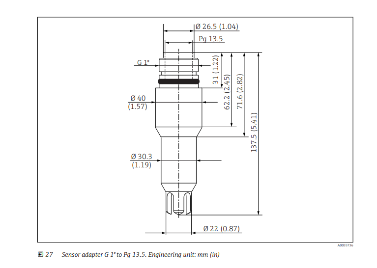 Adaptador de PG13,5 to G1 para flexidip CYA112 Endress Hauser