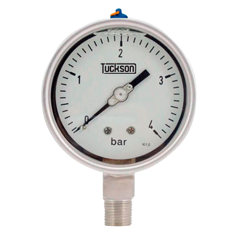 MANÓMETRO INDUSTRIAL ACERO INOXIDABLE DIAL 4" (0-100PSI / 7BAR) - internos de 316SS